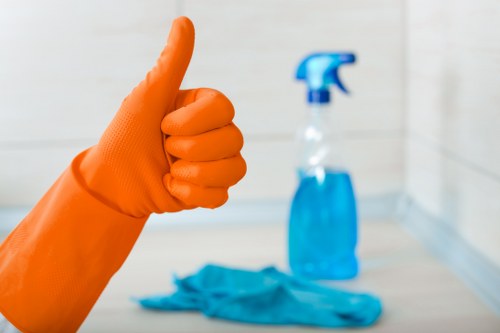 Spot treating a fabric chair during upholstery cleaning