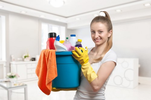 Detailed move in cleaning in a bathroom with sanitized surfaces
